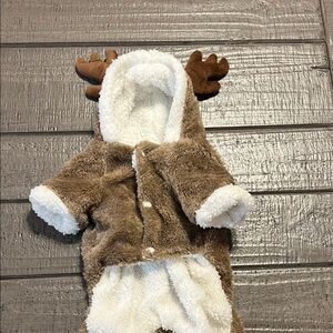 SMALL DOG Adorable Brown and White Reindeer Costume